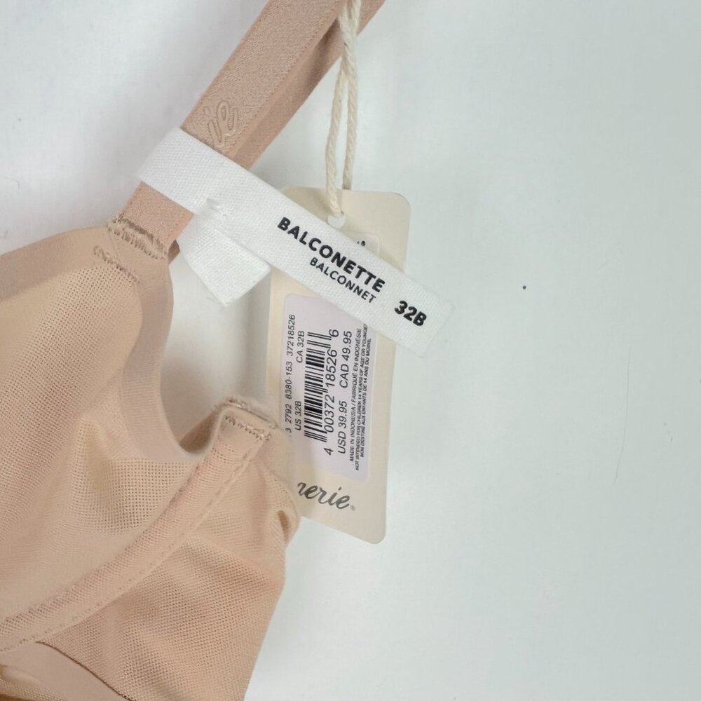 NWT Aerie SMOOTHEZ Mesh Unlined Balconette Bra Underwire Nude Size 32B NEW - Picture 4 of 7